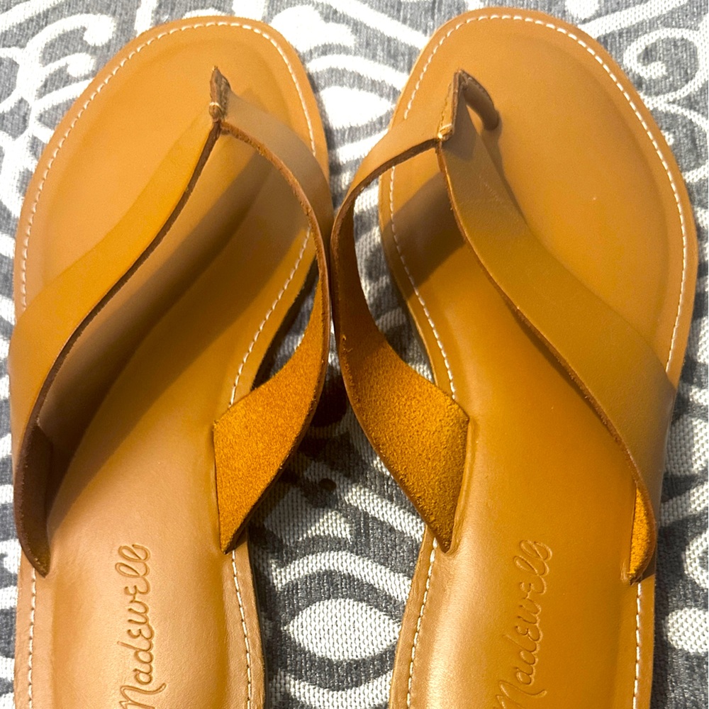 Madewell Cognac Leather Thong Sz 9.5M